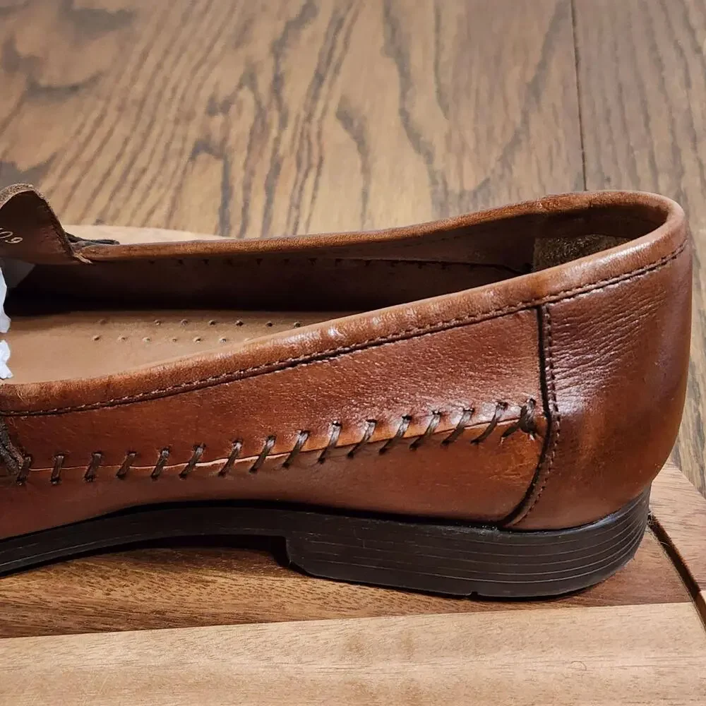 Giorgio Brutini Shoes Mens Size 10 Brown Leather Tassel Woven Slip On Dress